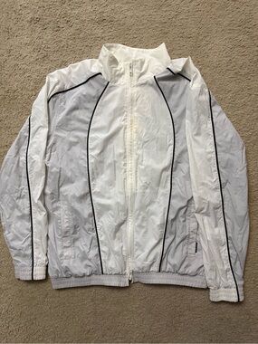 Under Armour White Windbreaker Jacket with Black Piping